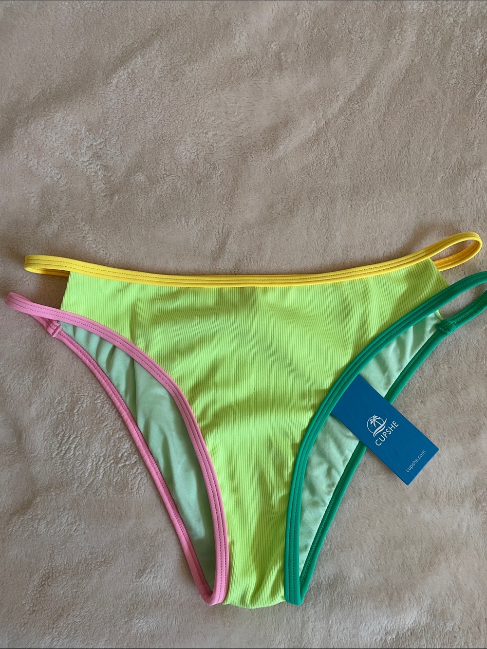 ☀️👙🩴CUPSHE Colorblock Ribbed Bikini Set Size M - Picture 5 of 10